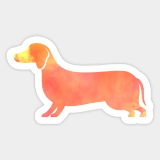 Dachshund Dog Orange Yellow Watercolor Silhouette Sticker